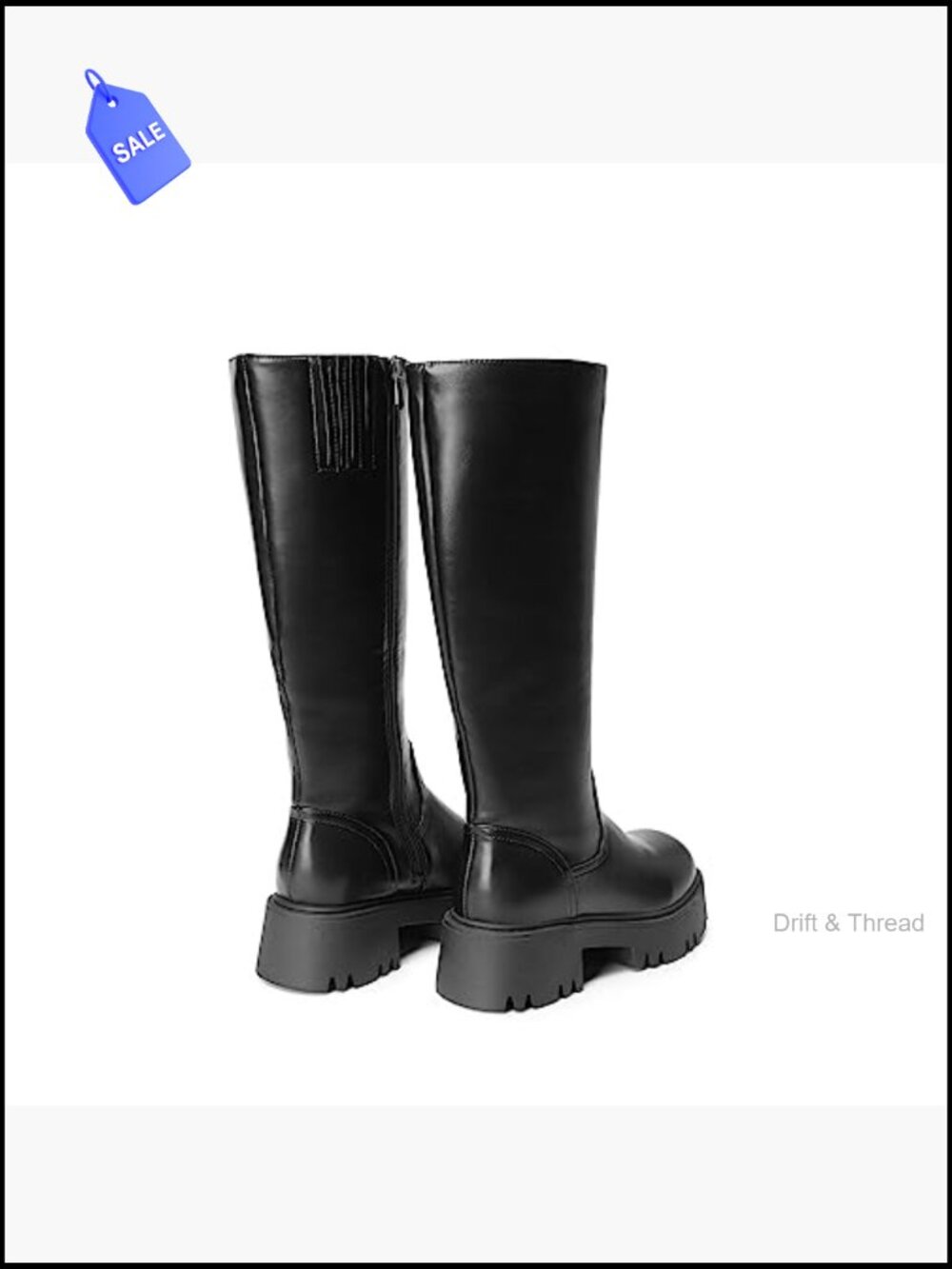 Knee High Chunky Platform Boots with Side Zip - Picture 5 of 7